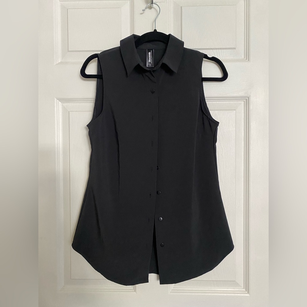 Blackmilk Black Sleeveless Button Down Shirt